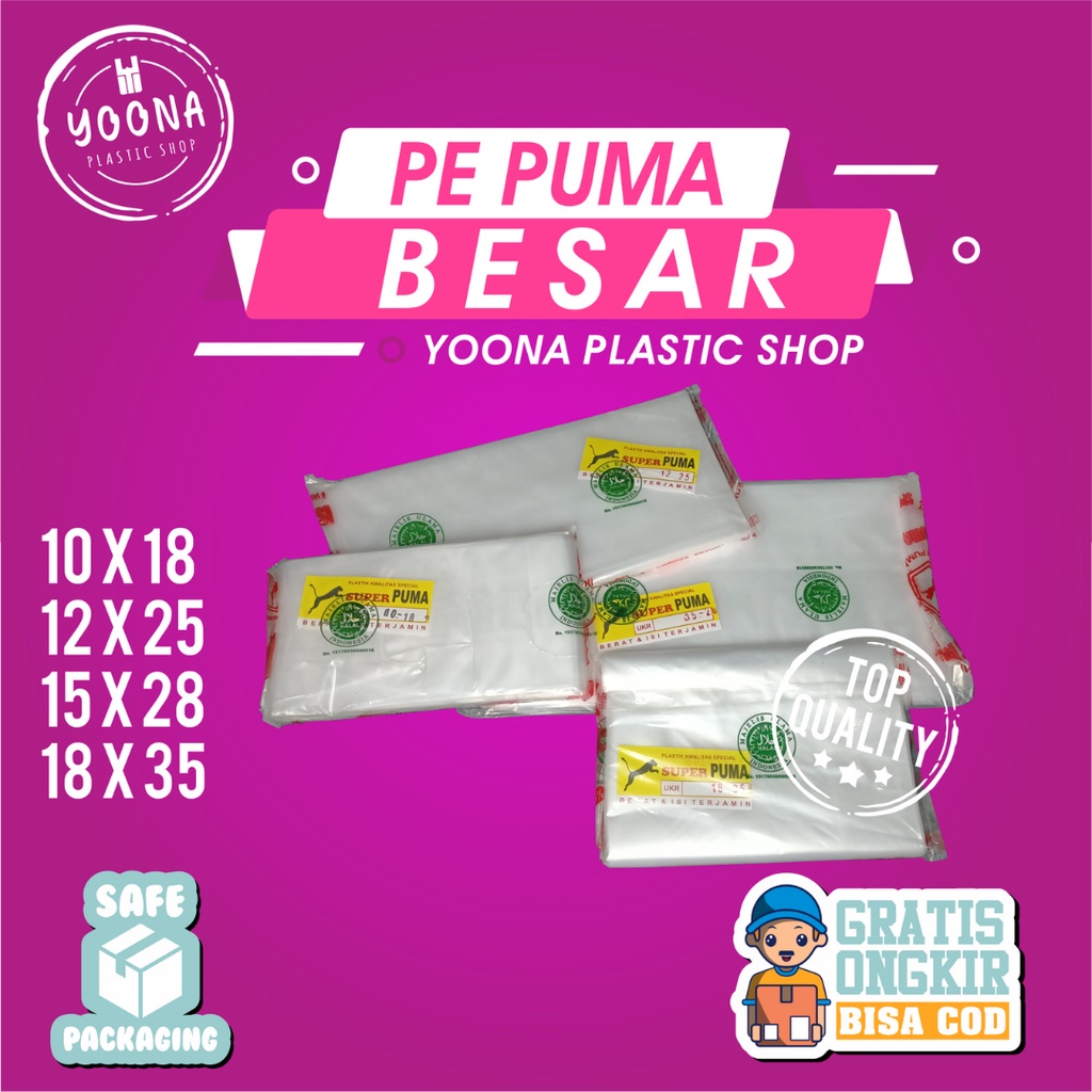 Plastik PE Puma Besar | Plastik Es Batu | Plastik PE Puma | Plastik Gula | Kantong Plastik Bening | 
