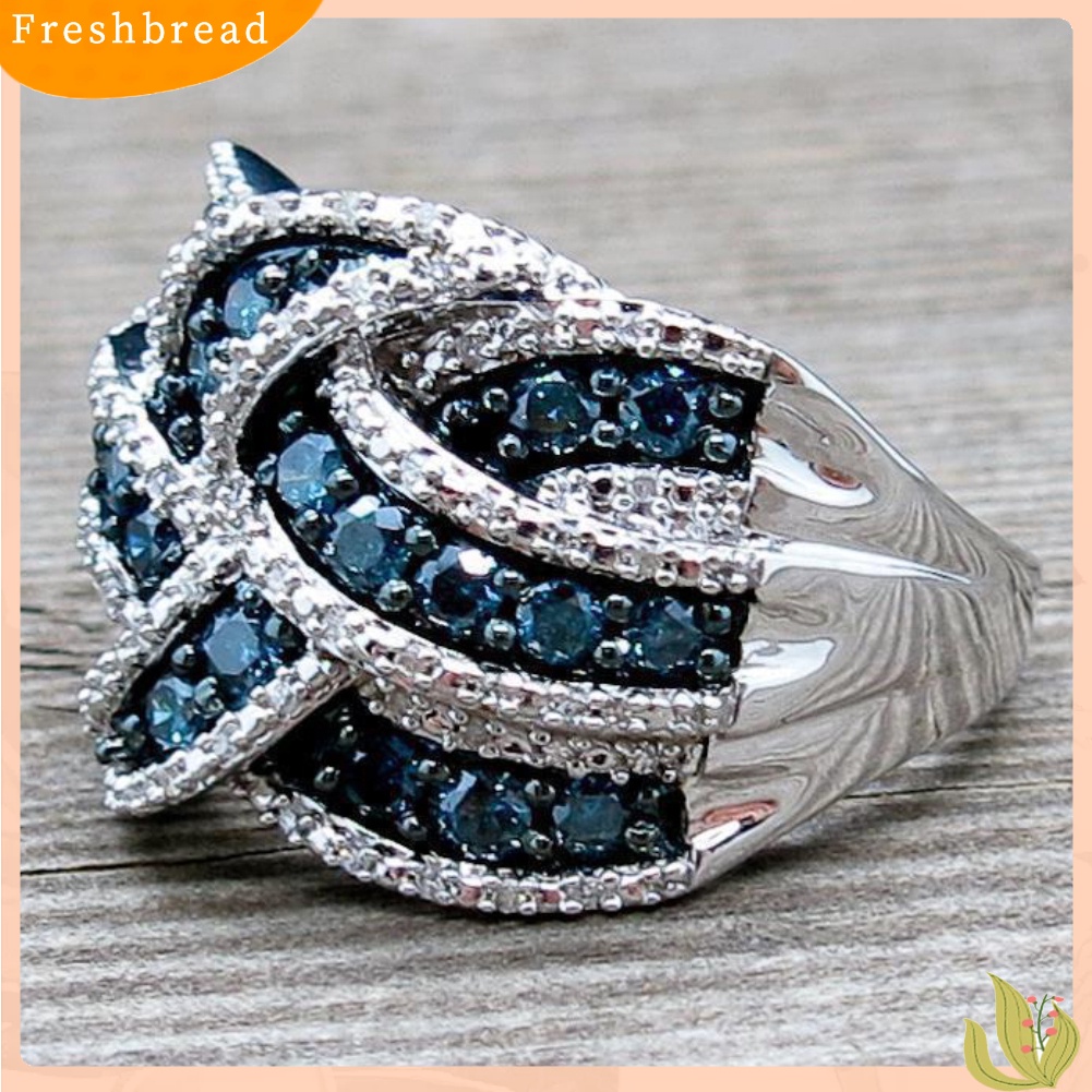 &lt; Freshbread &gt; Wanita Cincin Jari Besar Mode Safir Imitasi Hias Pernikahan Pertunangan Perhiasan