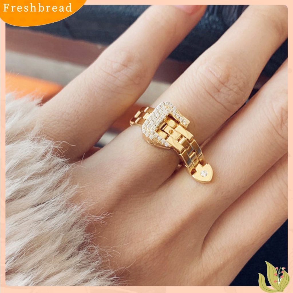 &lt; Freshbread &gt; Cincin Wanita Bergaya Adjustable Cincin Rantai Tahan Air Dapat Diputar Untuk Hadiah