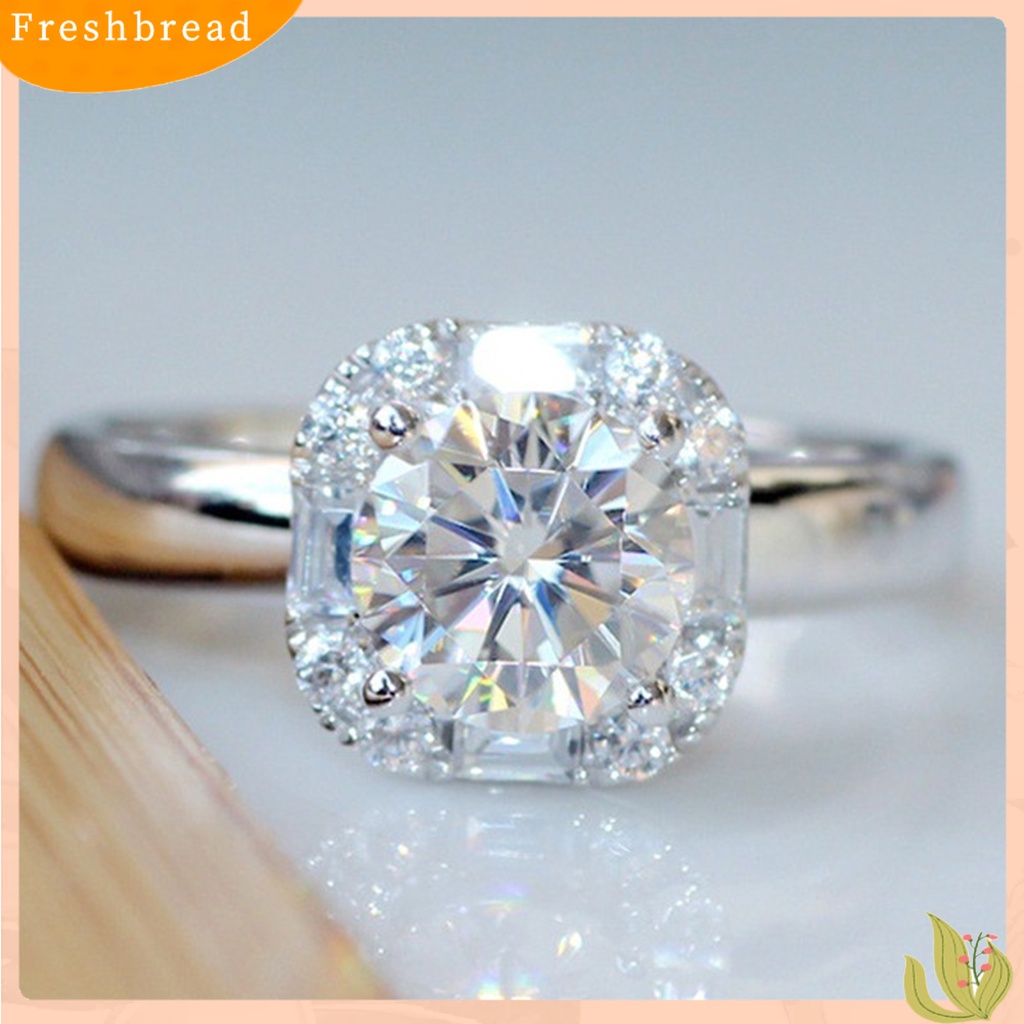 &lt; Freshbread &gt; Wanita Cincin Bulat Geometri Electroplating Halus Anti Luntur Dekorasi Hadiah Berlian Imitasi Mengkilap Pertunangan Pernikahan Ring Untuk Pacaran