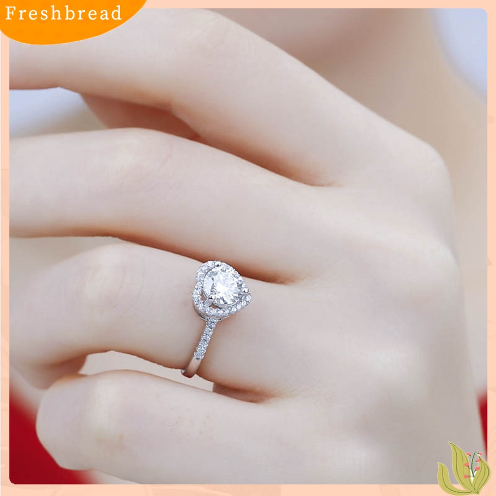 &lt; Freshbread &gt; Cincin Wanita Bentuk Hati Cubic Zirconia Perhiasan Cincin Jari Bersinar Untuk Pesta Pernikahan Prom Banquet