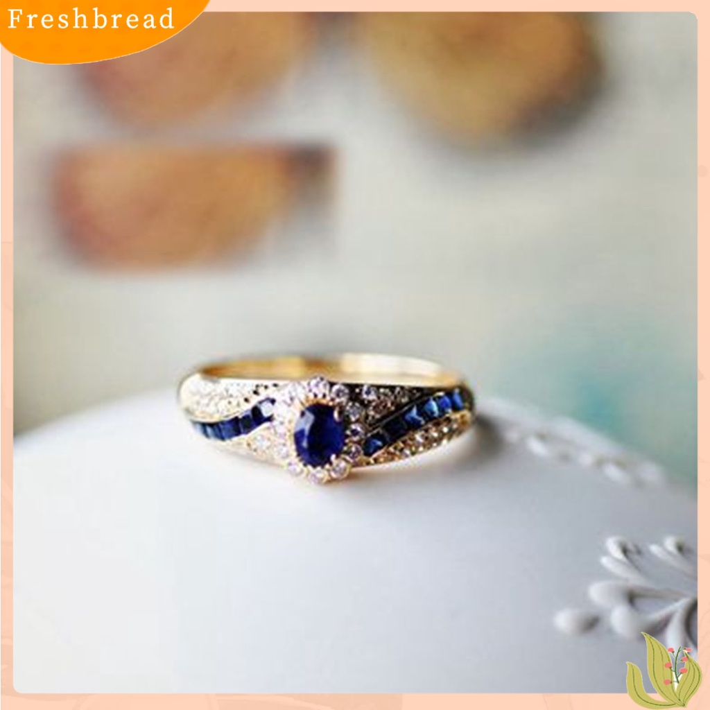 &lt; Freshbread &gt; Wanita Cincin Permukaan Halus High-end Berlian Imitasi Mengkilap Hias Pernikahan Circlet Perhiasan Perempuan