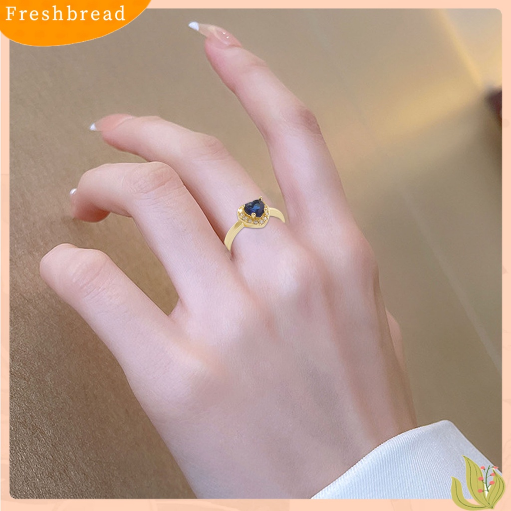 &lt; Freshbread &gt; Wanita Cincin Hati Cubic Zirconia Manis Gaya Perancis Berlian Imitasi Jari Cincin Perhiasan Fashion