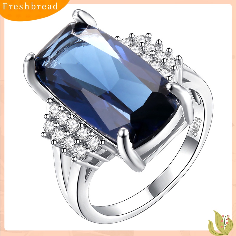 &lt; Freshbread &gt; Elegan Pernikahan Pengantin Pesta Aksesori Wanita Oblong Zirkon Bertatahkan Cincin Perhiasan