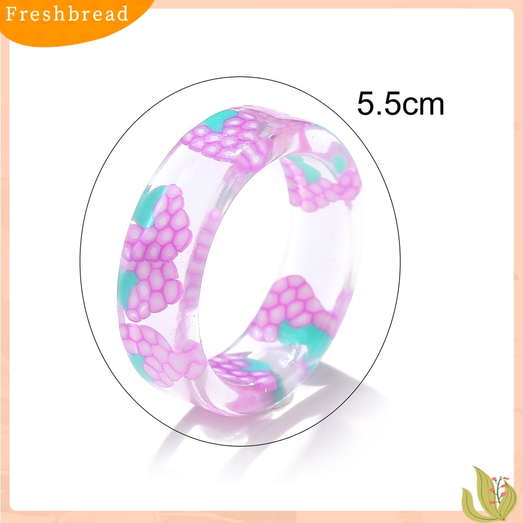 &lt; Freshbread &gt; 7Pcs Cincin Warna-Warni Menarik Nyaman Dipakai Resin Lemon Resin Finger Rings Untuk Hadiah