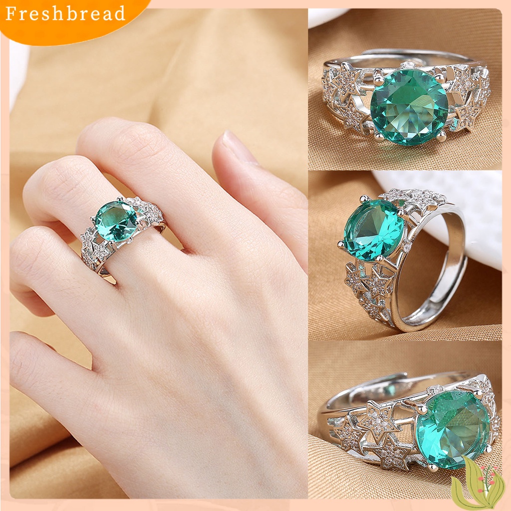 &lt; Freshbread &gt; Wanita Cincin Pembukaan Dapat Disesuaikan Berongga Lima Titik Bintang Retro Hadiah Berlian Imitasi Tertanam Wanita Jari Cincin Perhiasan Fashion