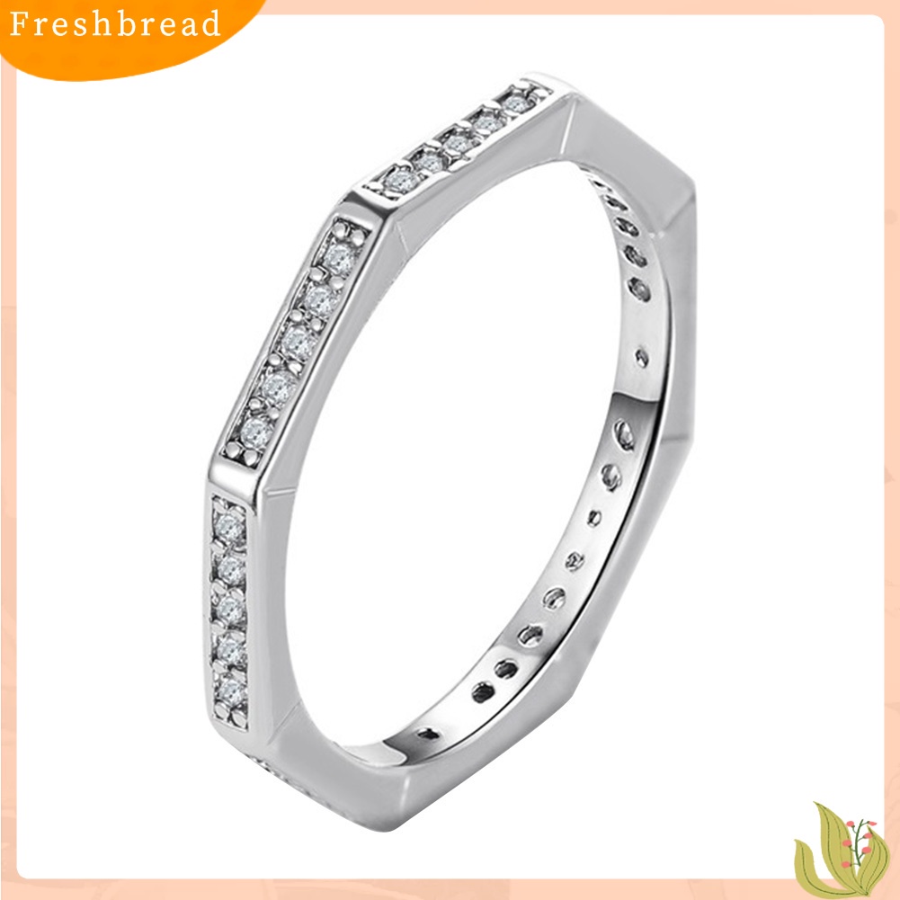 &lt; Freshbread &gt; Pria Wanita Gaya Sederhana Poligon Bentuk Geometris Berlian Imitasi Cincin Perhiasan Hadiah