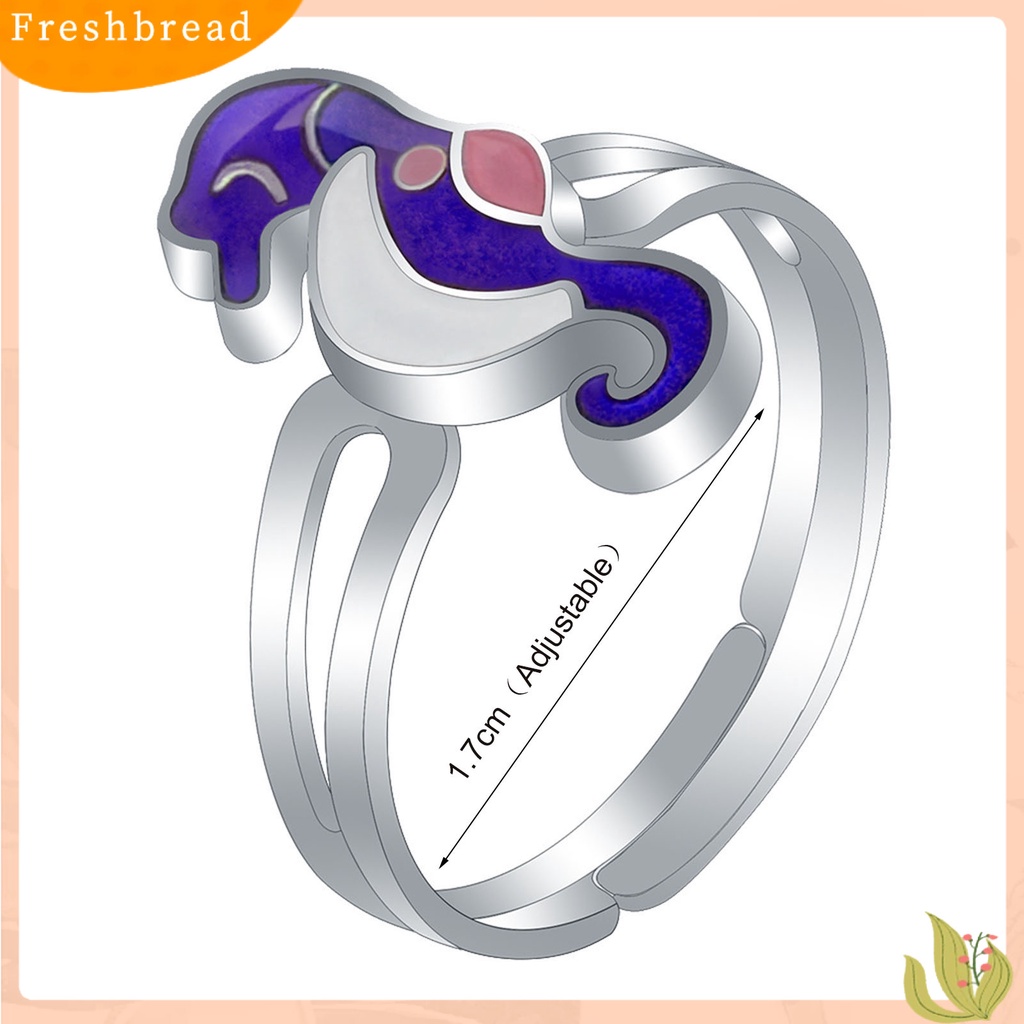 &lt; Freshbread &gt; Adjustable Indah Kilau Terang Wanita Cincin Kuda Laut Suhu Berubah Warna Mood Ring Perhiasan Aksesoris