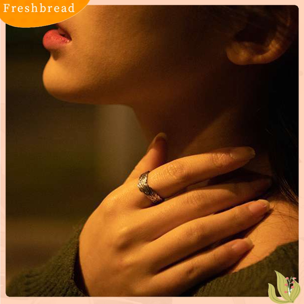 &lt; Freshbread &gt; Cincin Adjustable Bentuk Sayap Malaikat Ujung Terbuka Pasangan Indah Ornamen Cincin Untuk Penggunaan Sehari-Hari