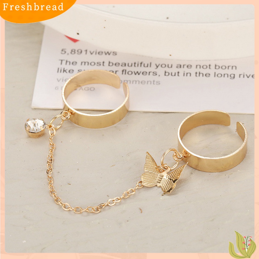 &lt; Freshbread &gt; Wanita Circlet Set Pembukaan Adjustable Alloy Berlian Imitasi Kilau Terang Knuckle Ring Set Perhiasan