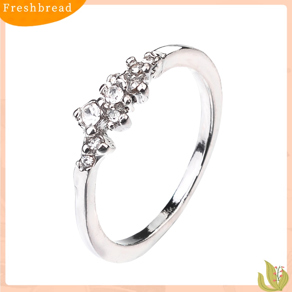 &lt; Freshbread &gt; Wanita Cincin9 Berlian Imitasi Geometris Perhiasan Manis Fashion Penampilan Cincin Jari Untuk Pernikahan