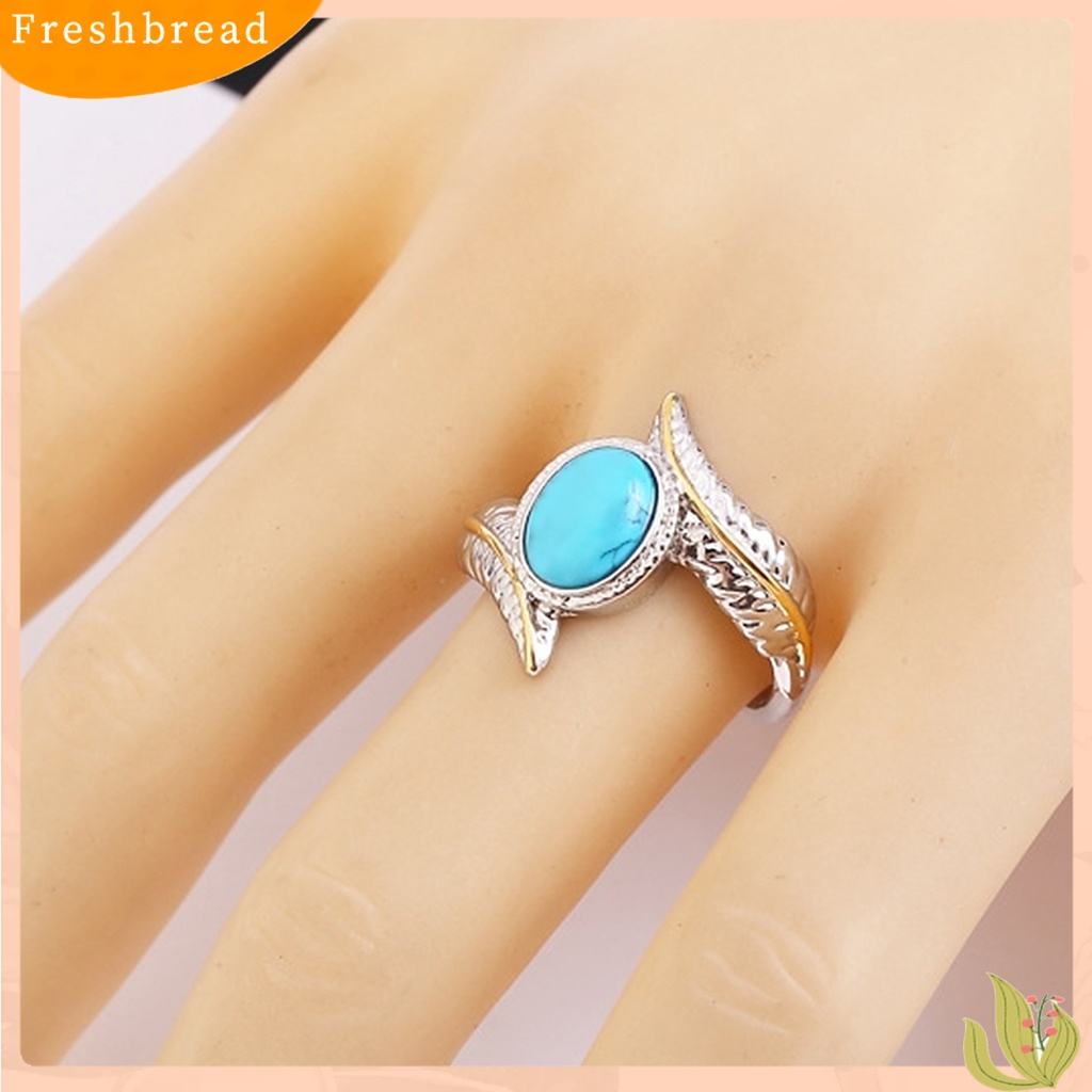 < Freshbread > Vintage Perhiasan Alloy Bulu Turquoises Cincin Pernikahan Jari Lingkaran Pasangan Hadiah
