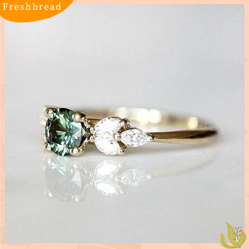 &lt; Freshbread &gt; Lady Finger Ring Indah Berlian Imitasi Hijau Cubic Zircon Female Ring Untuk Pernikahan