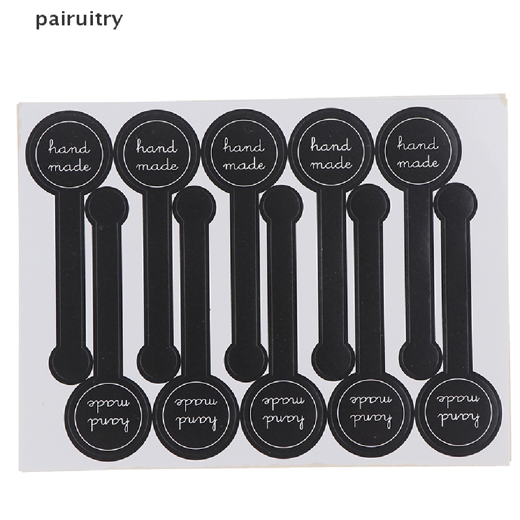 Prt 50Pcs &quot;Hand Made&quot; Black Sealing Sticker Kemasan Stiker Label DIY Gift Sticker PRT