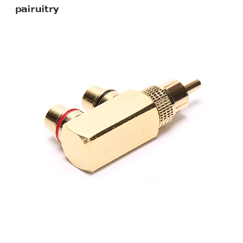 Prt Colokan AV Audio Splitter Lapis Emas RCA Adaptor 1 Male to 2 Female F connector PRT