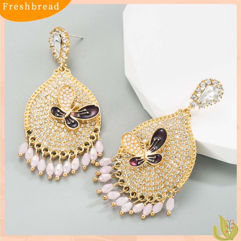 &lt; Freshbread &gt; 1pasang Anting Anting Tetes Fashion Berbentuk Teardrop Berkilau catching Untuk Pakaian Sehari-Hari