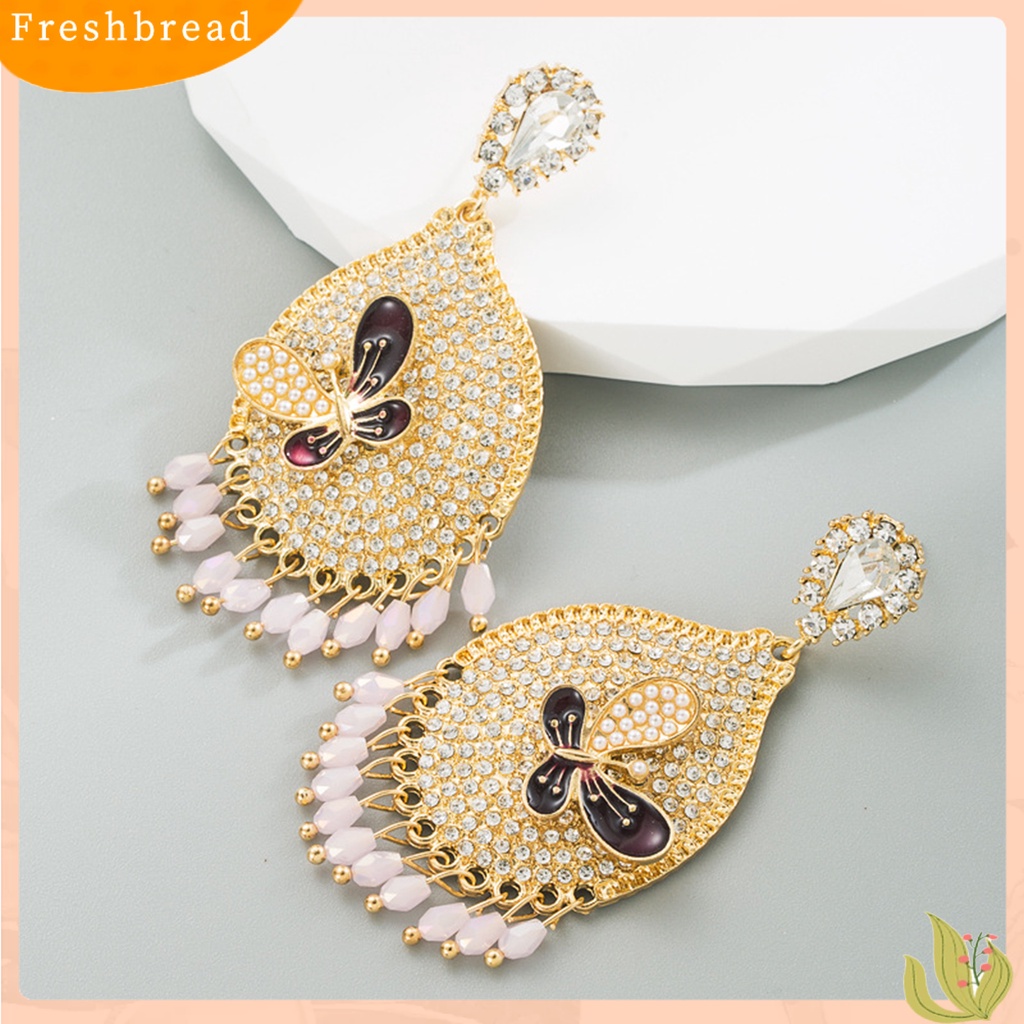 &lt; Freshbread &gt; 1pasang Anting Anting Tetes Fashion Berbentuk Teardrop Berkilau catching Untuk Pakaian Sehari-Hari