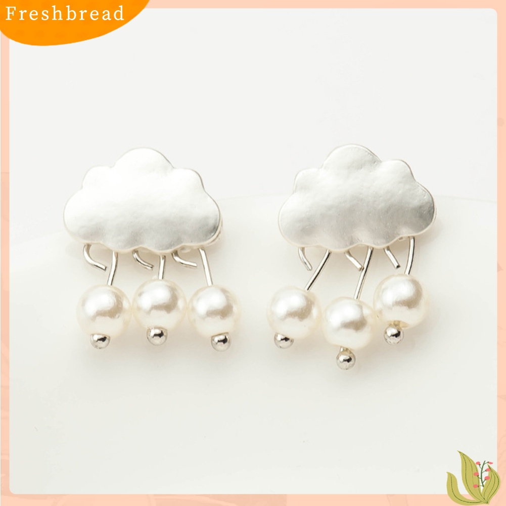 &lt; Freshbread &gt; Fashion Wanita Awan Raindrop Ear Studs Faux Pearl Earrings Hadiah Pesta Ulang Tahun