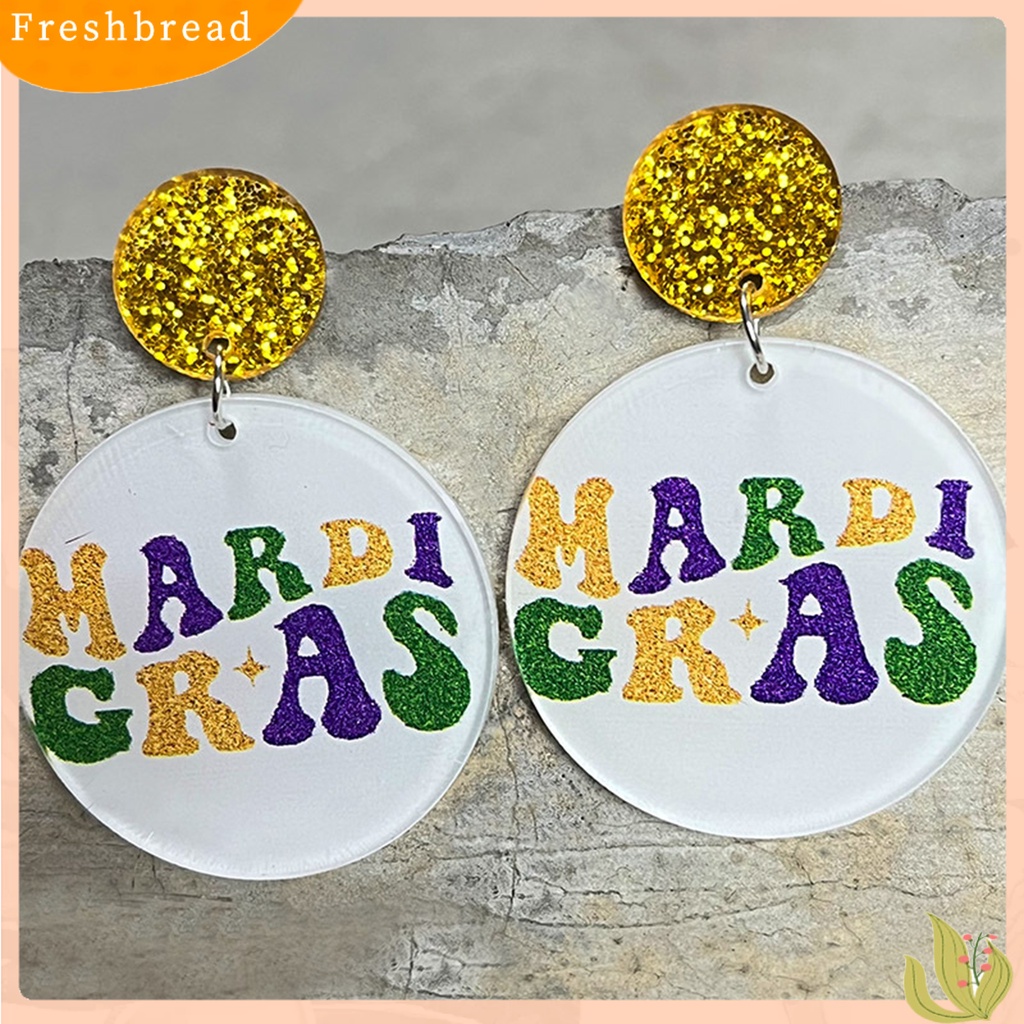 &lt; Freshbread &gt; 1pasang Anting Kait Warna-Warni Glitter Teardrop Merayakan Festival Hollow Penutup Mata Menjuntai Anting Perlengkapan Karnaval