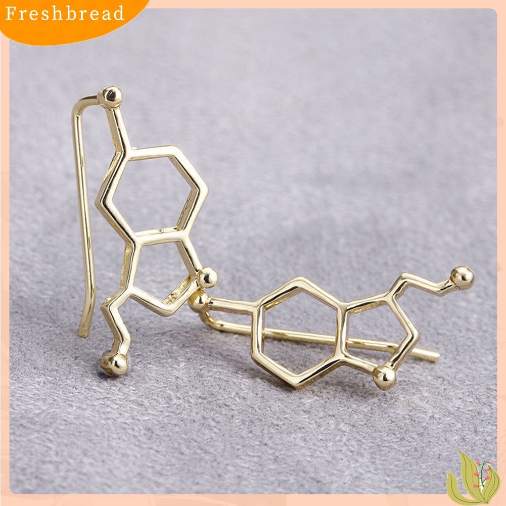 &lt; Freshbread &gt; Wanita Sederhana Molekul Serotonin Bentuk Telinga Pendaki Anting Crawler Perhiasan Hadiah