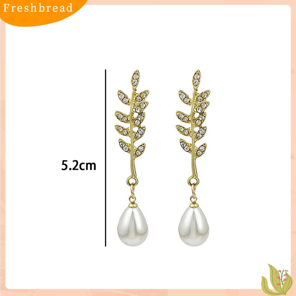 &lt; Freshbread &gt; 1pasang Anting Stud Temperamen Shiny Cubic Zirconia Tetesan Air Mutiara Imitasi Panjang Hias Hadiah Wanita Telinga Beras Liontin Drop Earrings Perhiasan Untuk Pacaran