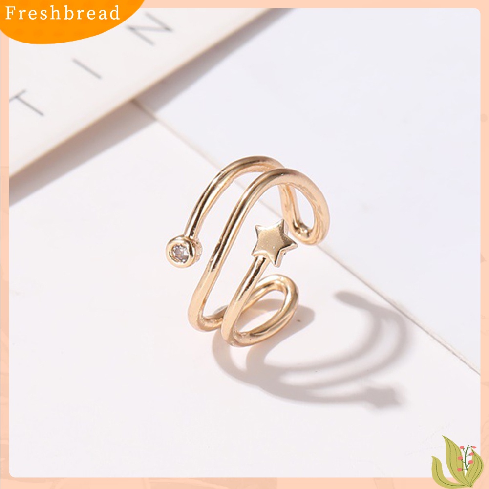 &lt; Freshbread &gt; 1Pc Wanita Berlian Imitasi Hias Bintang Telinga Manset Klip On Anting Pesta Perhiasan Hadiah