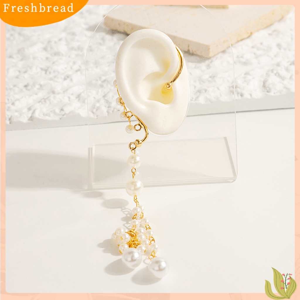 < Freshbread > 1Pc Klip Telinga Berlebihan Temperamen Panjang Tidak Teratur Non Piercing Hias Hadiah Mutiara Imitasi Rumbai Liontin Anting Wanita Perhiasan Untuk Pesta