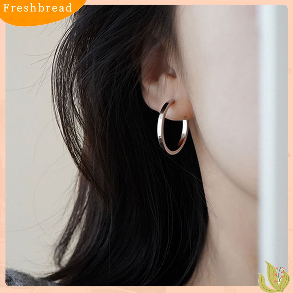 &lt; Freshbread &gt; 1pasang Wanita Anting Hoop Bulat Permukaan Halus Perhiasan Indah Fashion Penampilan Lingkaran Anting-Anting Perhiasan Aksesoris