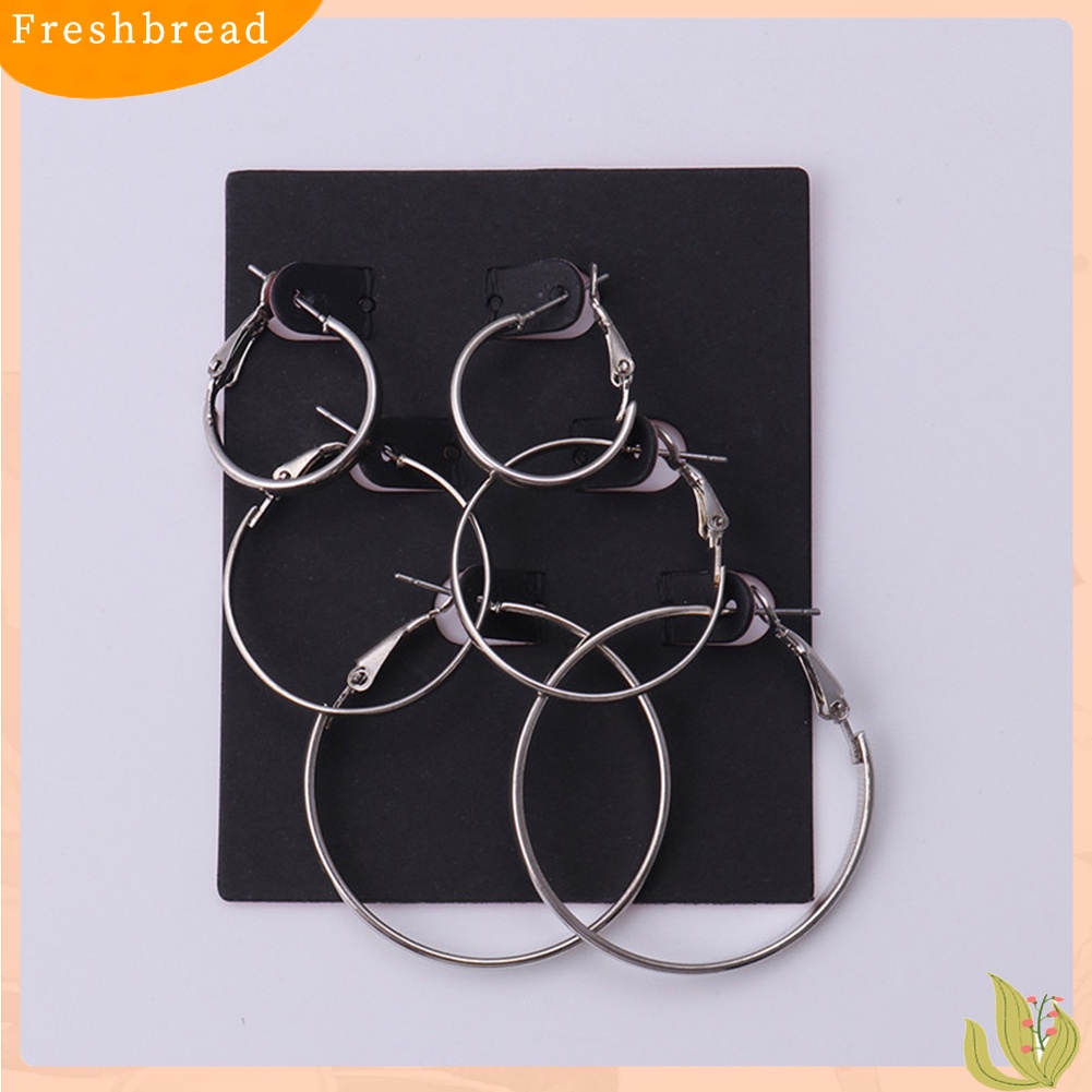 &lt; Freshbread &gt; 3pasang Wanita Bergaya Halus Berbentuk C Geometris Lingkaran Hoop Anting Perhiasan Hadiah