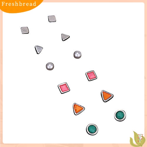 < Freshbread > 6pasang/Set Lucu Wanita Bentuk Geometris Kecil Telinga Studs Earrings Ear Jewelry