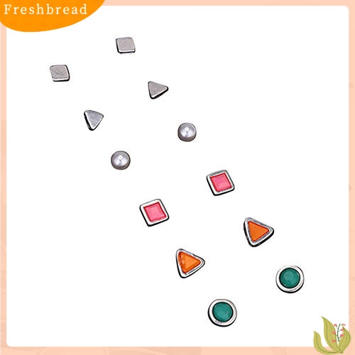 &lt; Freshbread &gt; 6pasang/Set Lucu Wanita Bentuk Geometris Kecil Telinga Studs Earrings Ear Jewelry