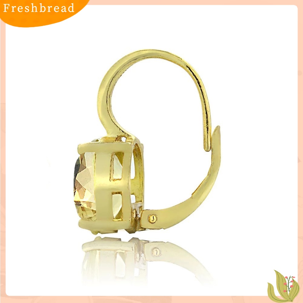 &lt; Freshbread &gt; Fashion Oval Kubik Zirkon Wanita Leverback Anting Pesta Perjamuan Pesona Perhiasan