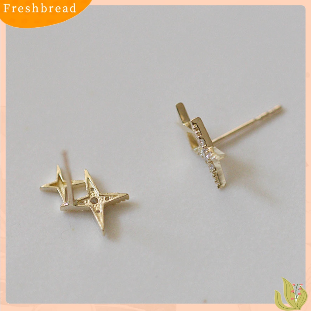 &lt; Freshbread &gt; 1pasang Anting Tusuk Bintang Perhiasan Berlian Imitasi Halus Gaya Korea Ear Studs Untuk Pakaian Sehari-Hari