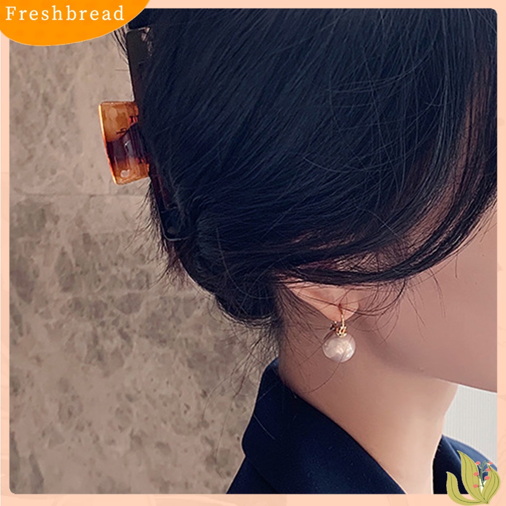 &lt; Freshbread &gt; 1pasang Anting Pengerjaan Halus Indah Imitasi Mutiara Mata-catching Fantasy Lop Earrings Untuk Outdoor