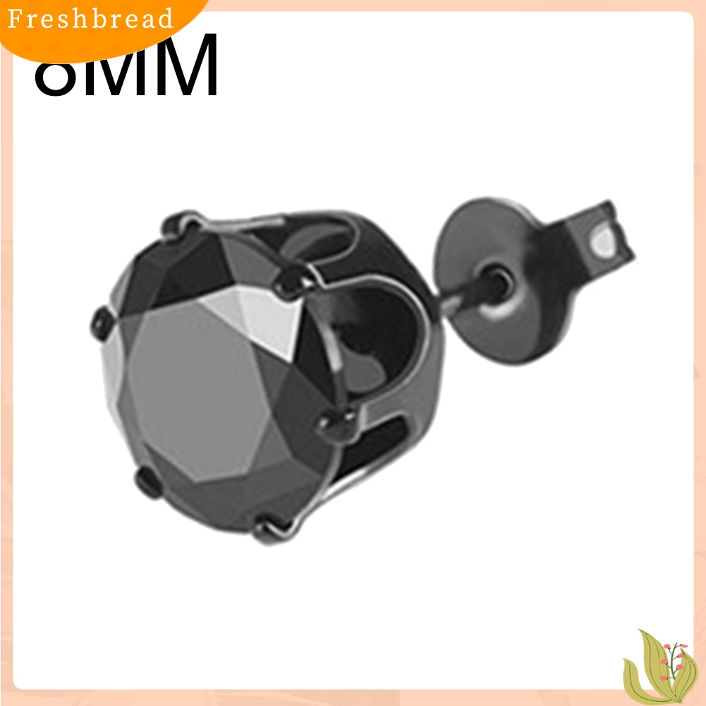 < Freshbread > 1Pc Punk Pria Wanita6/8mm Hitam Enam Cakar Cubic Zirconia Stud Earrings Perhiasan