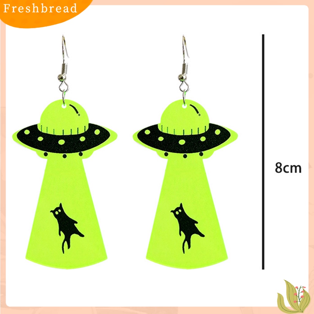 &lt; Freshbread &gt; 1pasang Anting Halloween Neon Meriah Geometris Pesta Halloween Tengkorak Mengerikan UFO Penyihir Drop Anting Berdandan Perhiasan Hadiah Untuk Festival Hantu