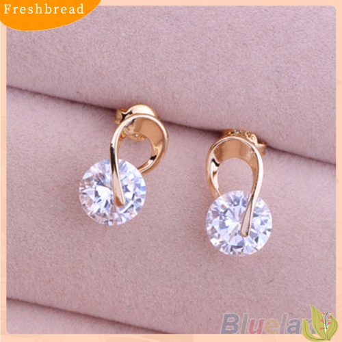 &lt; Freshbread &gt; Hadiah Perhiasan Wanita Mempesona Cubic Zirconia CZ Ear Studs Cocktail Earrings