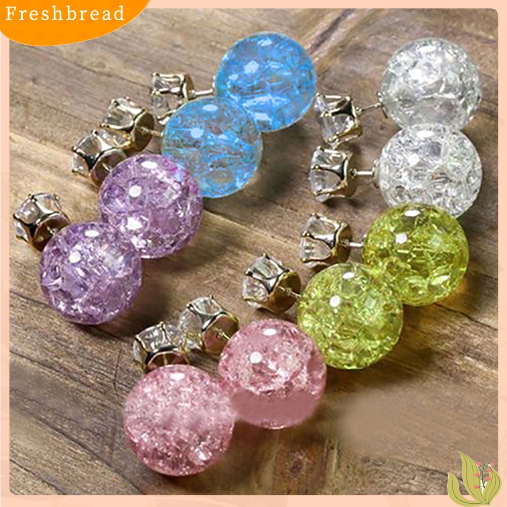 &lt; Freshbread &gt; Wanita Fashion Manik-Manik Mutiara Imitasi Berlian Imitasi Bentuk Bola Ear Studs Earrings Jewelry