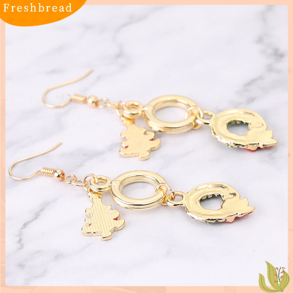 &lt; Freshbread &gt; 1pasang Anting Kait Natal Aplikasi Lebar Gaya Lucu Christmas Menjuntai Hook Earring Untuk Anak Perempuan