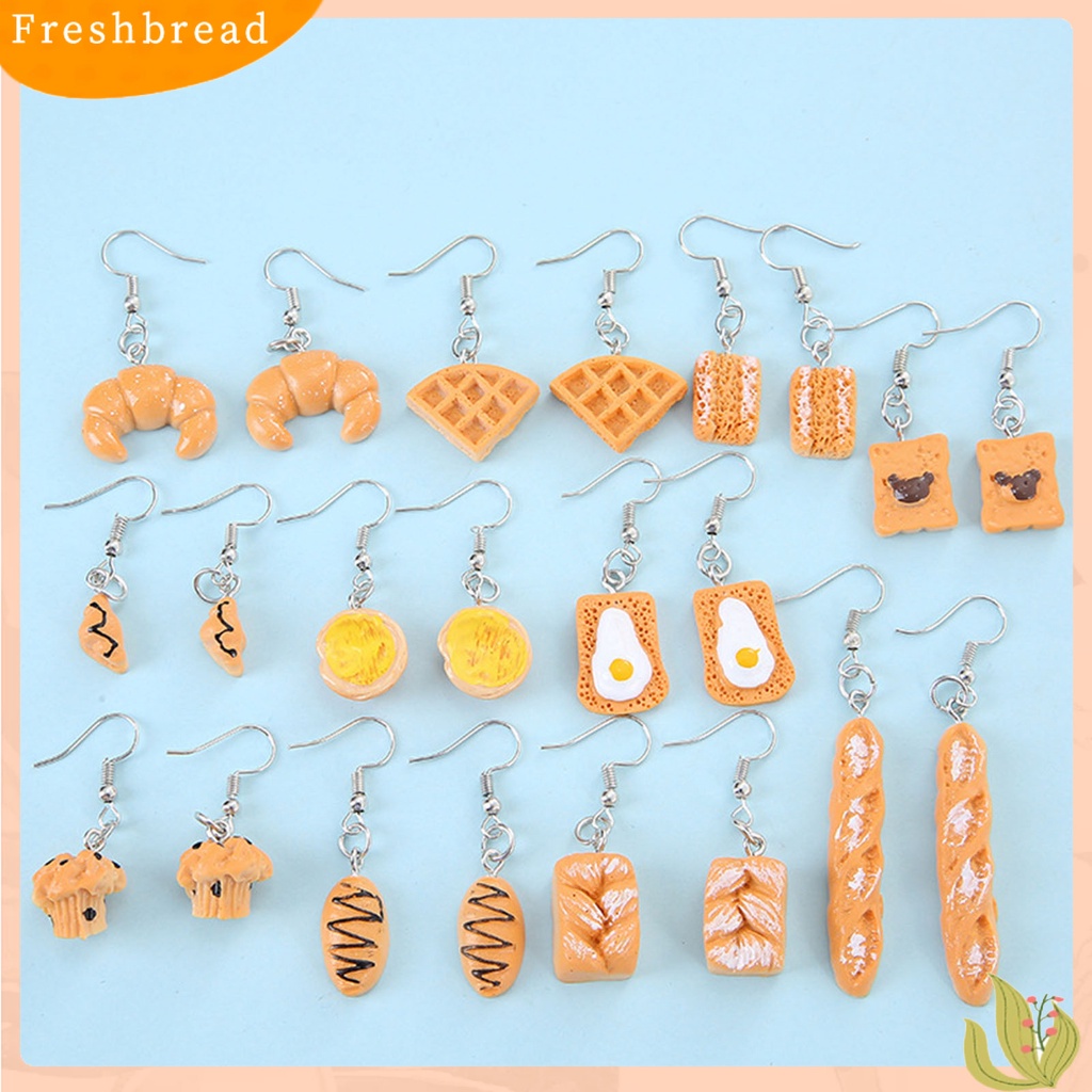 &lt; Freshbread &gt; 1pasang Anting Drop Roti Lucu Perhiasan Tahan Lama Cerah Luster Hook Earrings Untuk Pakaian Sehari-Hari