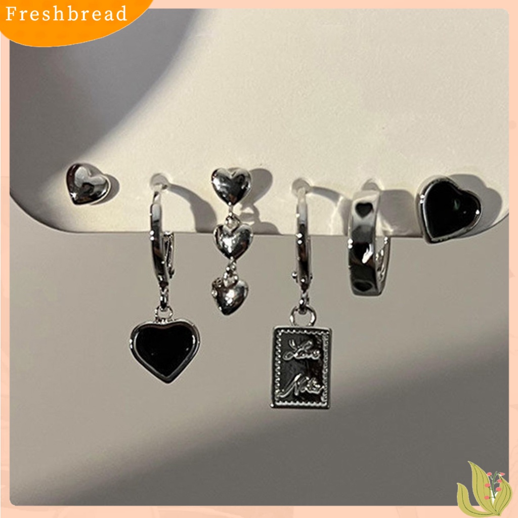 < Freshbread > 1set Anting Wanita Manis Keren Gothic Multi-Gaya Hadiah Elegan Alloy Cinta Hati Berbentuk Hoop Menjuntai Stud Earrings Kit Untuk Pacaran