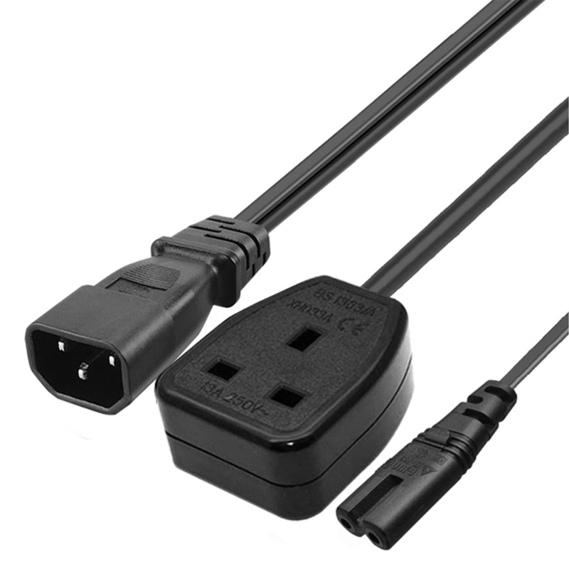 Zzz 1PC Tunggal C14 Ke C7+UK Pendek Daya Y Type Splitter Adapter Cable Cord 32cm Kabel Ekstensi Untuk Printer Scanner