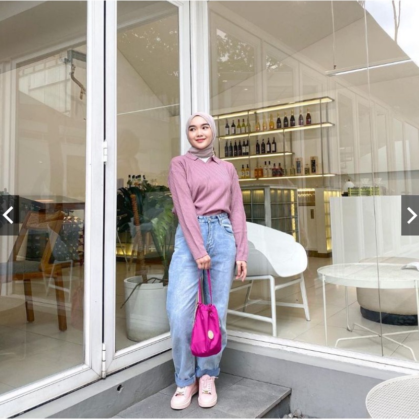 Baju Atasan Wanita Terbaru Rajut Wanita NUBIA BLOUSE KERAH MODEL POLO KEKINIAN