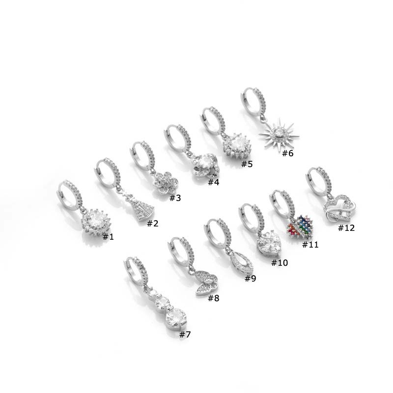 1biji Kupu-Kupu Bunga Warna-Warni Cinta Dewa Matahari Liontin Zirconia Hoop Earring Lobe Pinna Helix Piercing