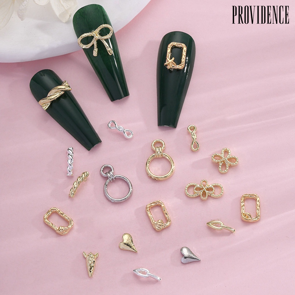 Providence 20 Pcs Nail Art Perhiasan 3D Kepang Berongga Busur Indah DIY Alloy Jepang Kuku Pesona Dekorasi Ornamen Kecantikan Supply