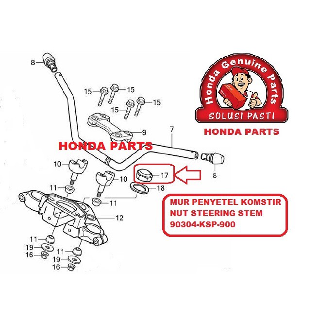 MUR PENYETEL KOMSTIR SEGITIGA NUT STEERING STEM NEW MEGAPRO MEGAPRO FI VERZA CB150R SONIC 150R