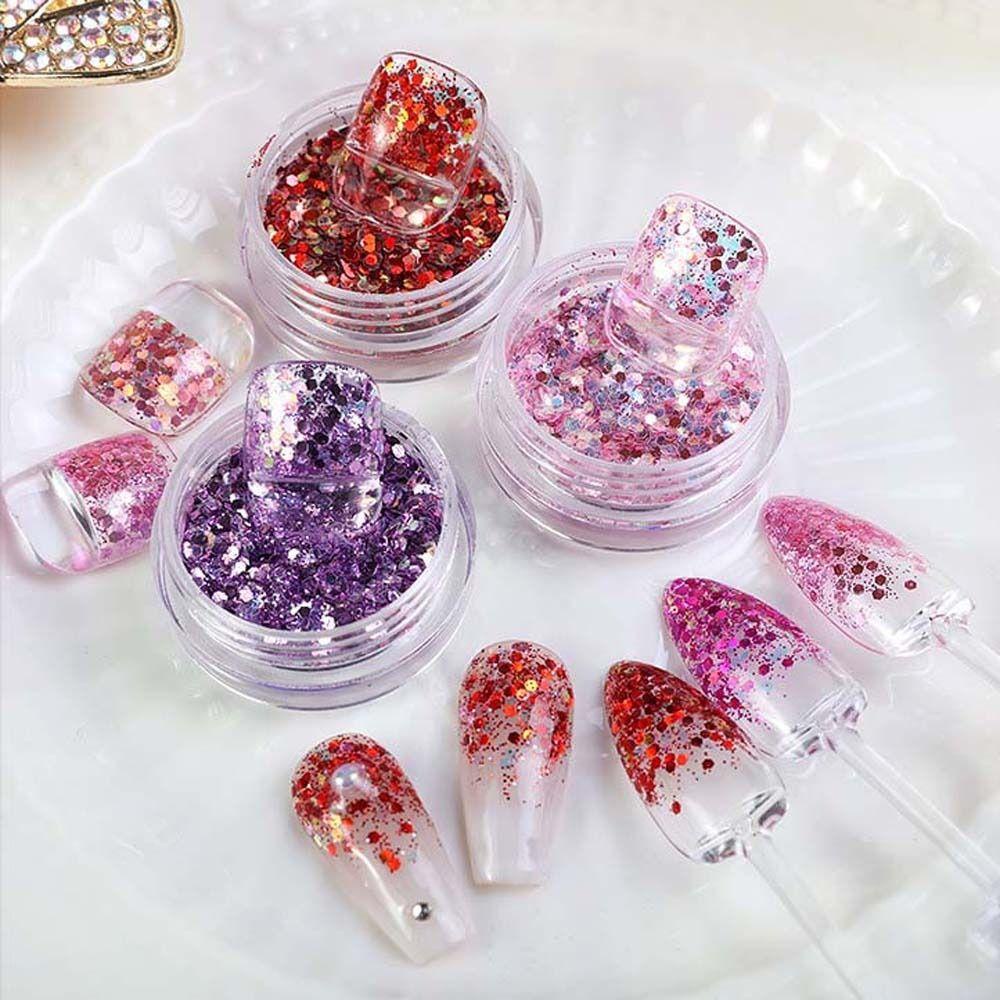 AUGUSTINA Agustina Nail Sequin Gel Nail Charms Eyelash Dekorasi Hexagons Hologram Glitter Nail Art Patch Kuku Glitter Serpihan