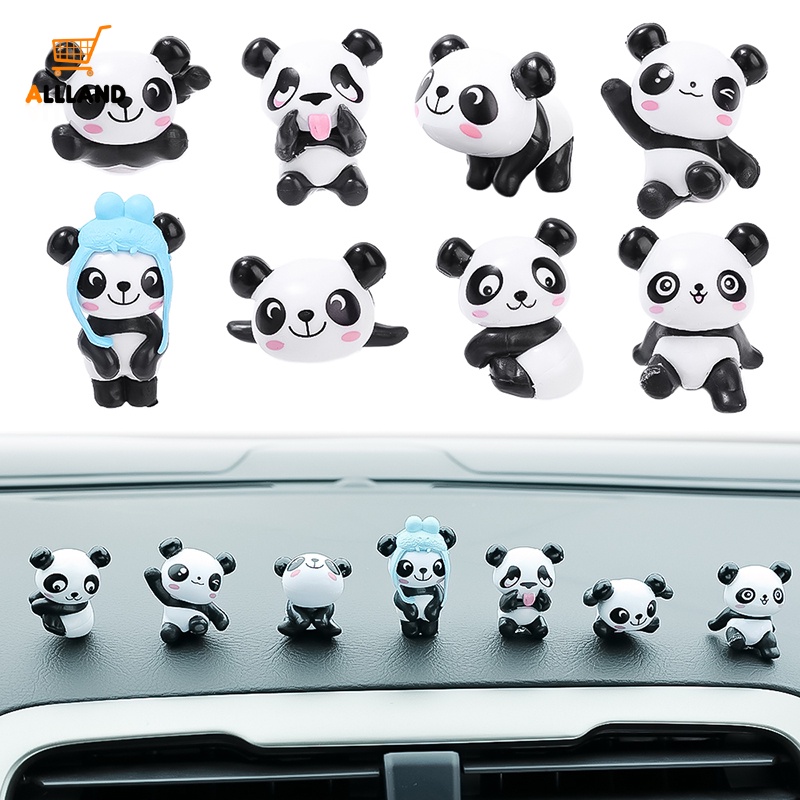 1pc Hiasan Mobil Boneka Panda PVC Mini Gaya Random/Ornamen Patung Kartun Dashboard Otomotif/Dekorasi Interior Kendaraan DIY