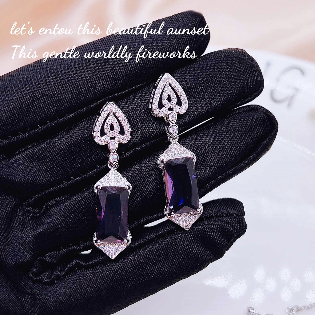 Goldkingdom Aksesoris Perhiasan Fashion Ready Stock Gaoding Jewelry Designer Berlian Ungu Sayap Malaikat Kalung Amethyst Sayap Malaikat Anting