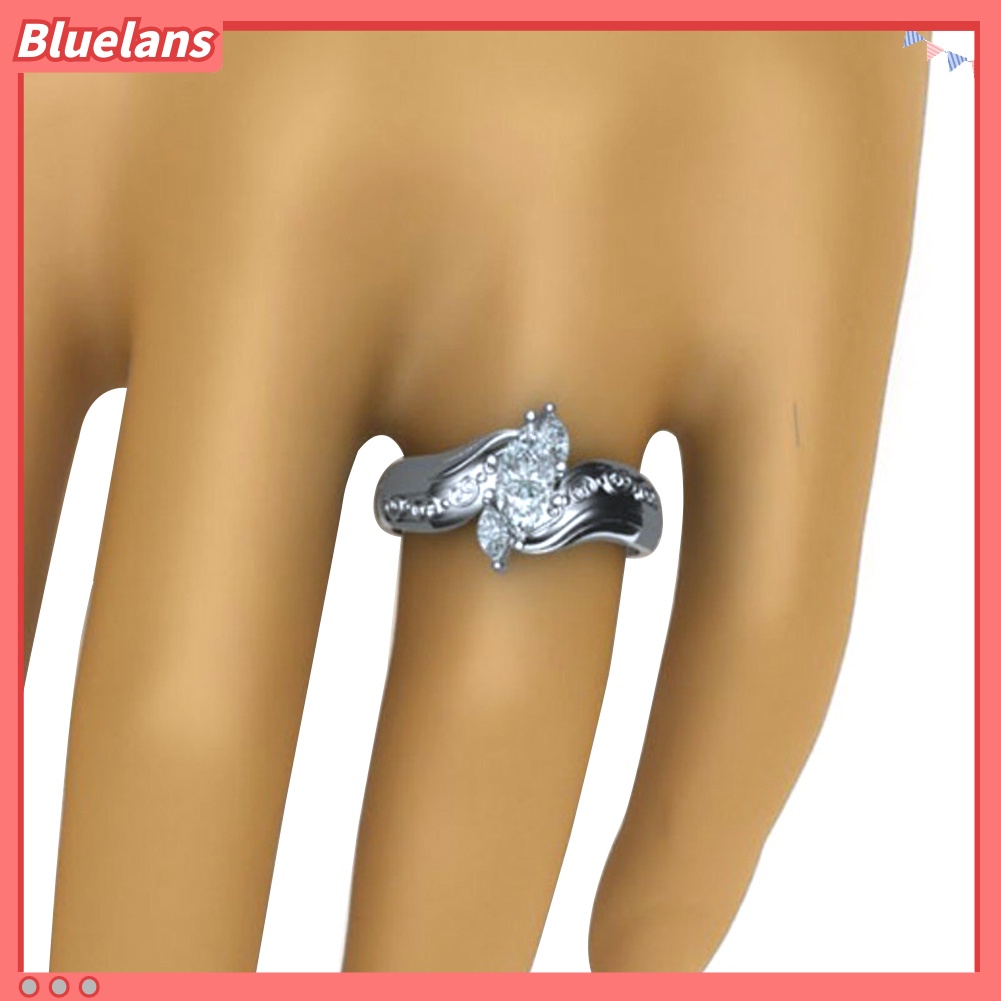 {In Stock} Fashion Marquise Cut Cubic Zirconia Bunga Cincin Ukir Perhiasan Lamaran Pengantin